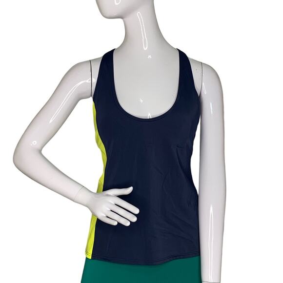 Tommy Hilfiger Swimsuit Top Racerback  Tankini Blue and Yellow Size M - Picture 1 of 11